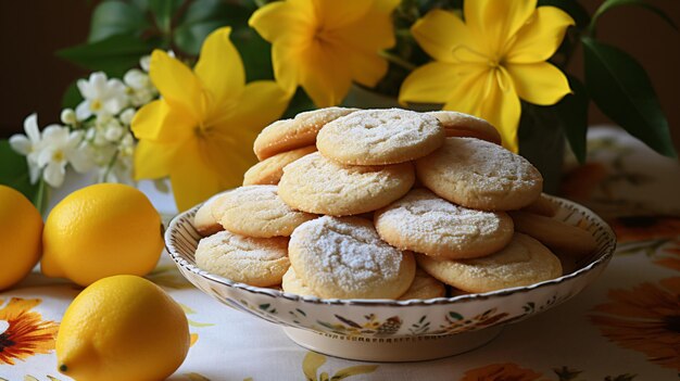 Lemon cookies in plate