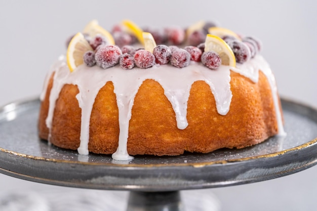 Lemon cranberry bundt cake