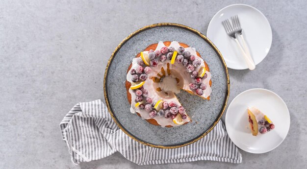 Lemon cranberry bundt cake