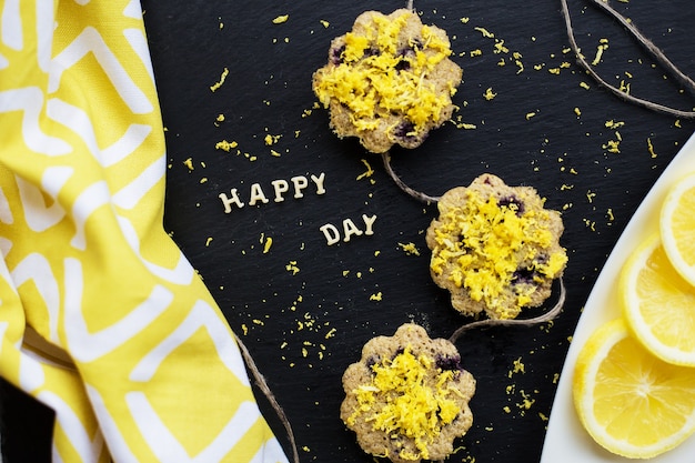 Lemon cupcakes on table