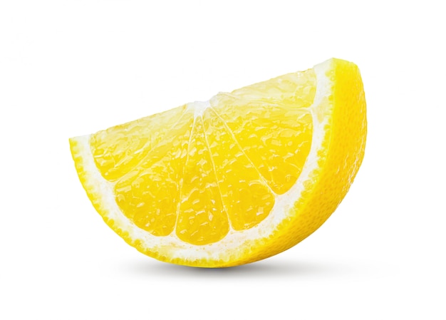 Lemon and cut half slice isolated