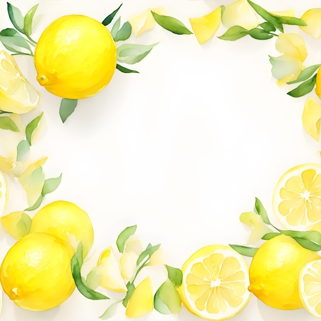 Lemon frame isolated on white background AI Generated