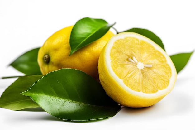 Lemon fruit isolated on white Neural network AI generated