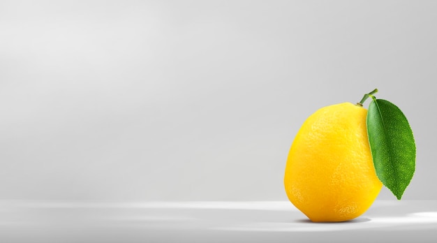 Lemon fruit with leaves isolated on white background