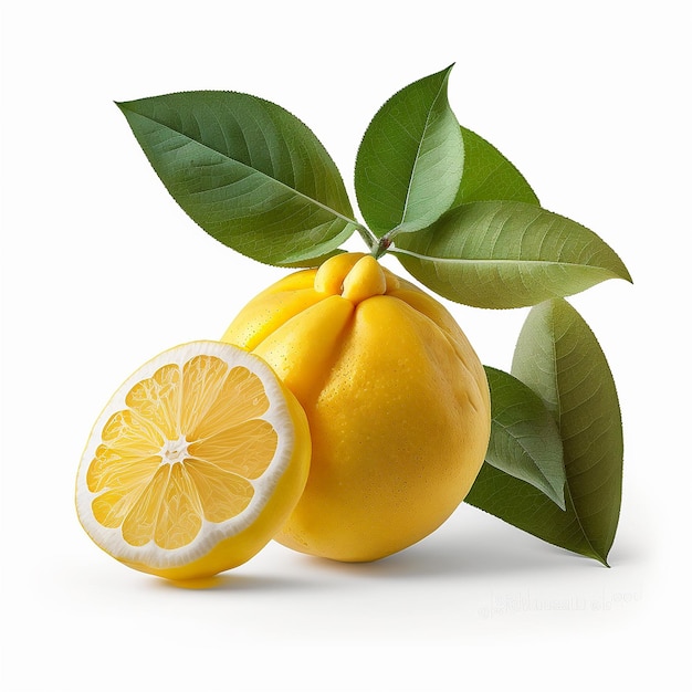 Lemon fruits on a white background Generative AI