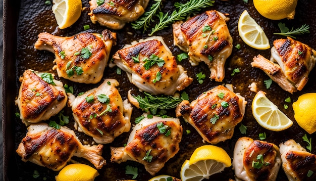 Lemon Garlic Roasted Chicken Thighs