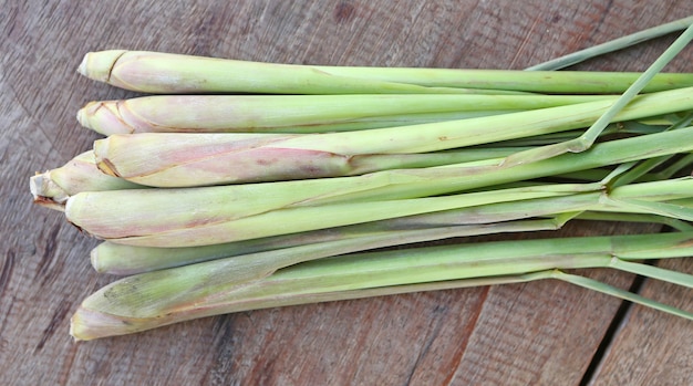 lemon grass on wooden table