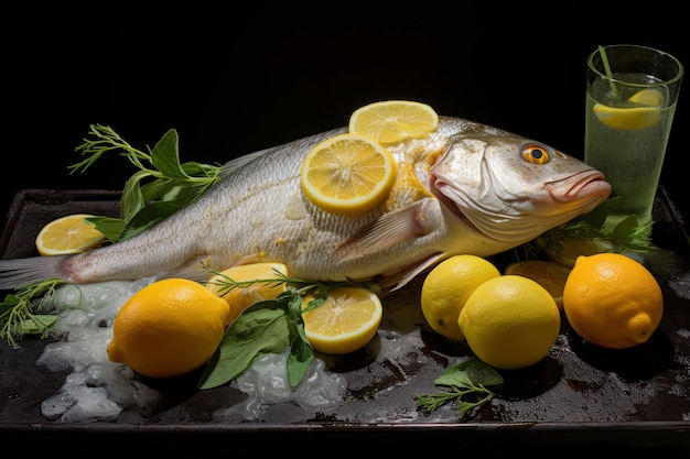 Фото Лимонные лакомства, наслаждающиеся вкусом рыбы с лимонными кусочками