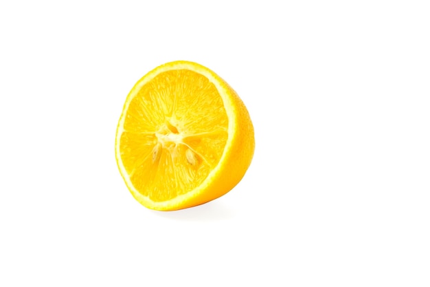 Lemon. Isolated slice of lemon on white background