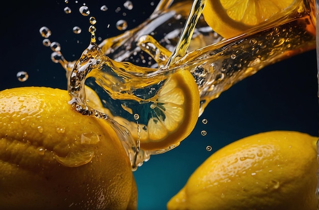 Lemon juice being poured into an iced tea