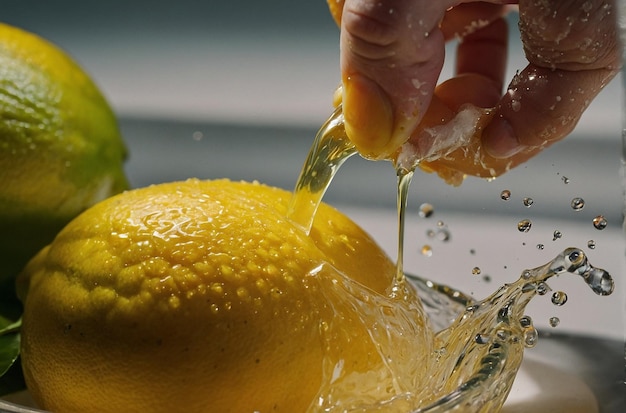 Lemon juice being used in a DIY face scrub