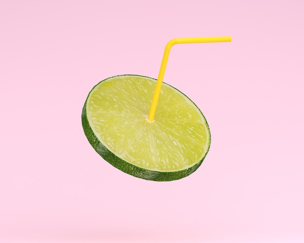 Lemon juice, Lime slice with Straw 