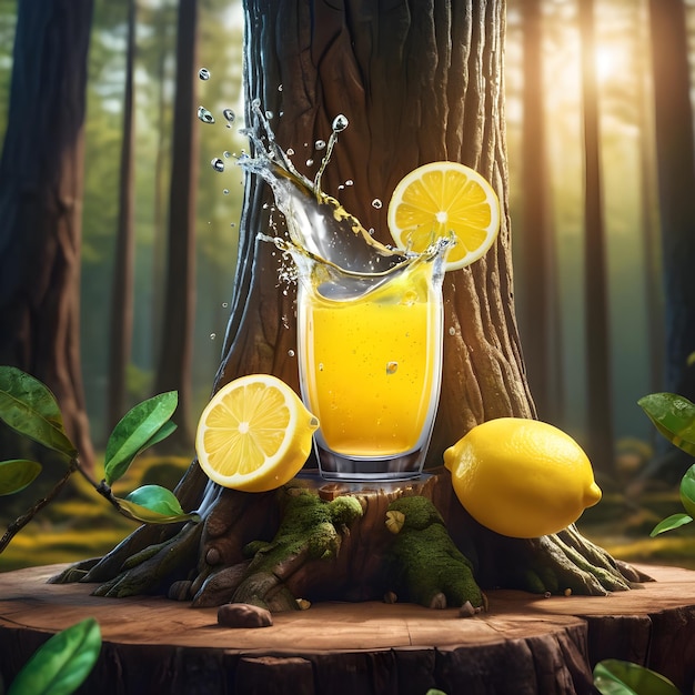 Lemon juice Podium in forest