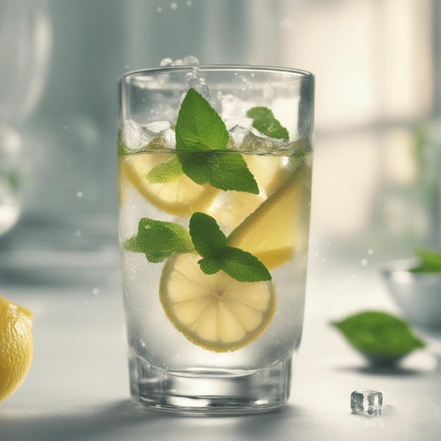 lemon juice with mint leaves