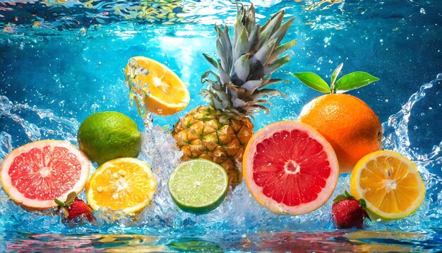 Foto composizione di frutti di limone e lime waterdrop