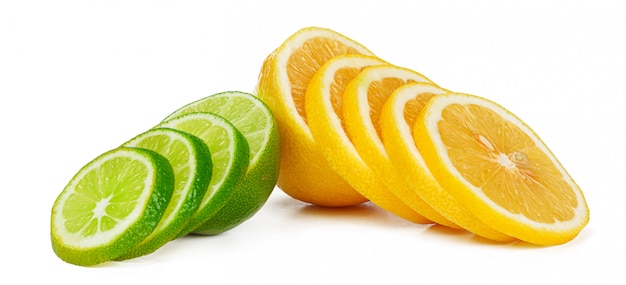 Lemon and lime together isolated