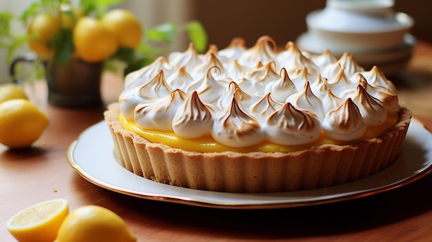 Lemon Meringue Pie on a dark background