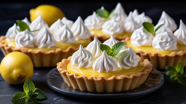 Lemon meringue tart hd 8k wallpaper stock photographic image