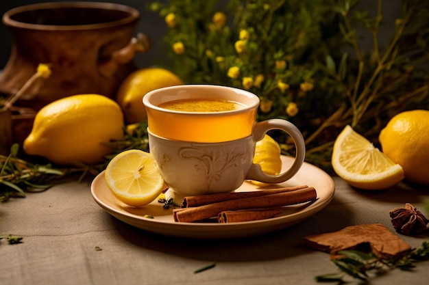 Lemon Mug Surrounded by Anise Ginger