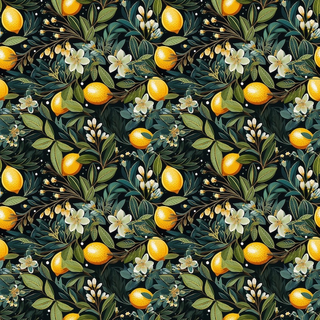 lemon naive art Seamless pattern