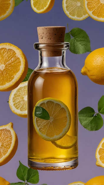 Фото Лимонное масло ароматерапия антигрибковый спа классическая профессиональная фотография продукт фотосессия третья