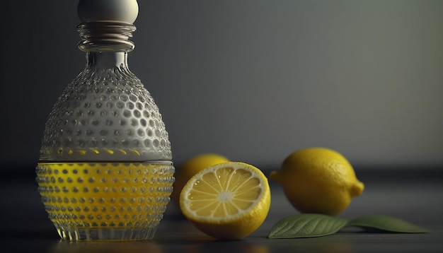 透明な瓶に入ったレモンオイル ジェネレーティブ AI