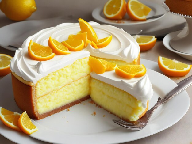 Lemon orange Creamy Cake Dessert or cheesecake ai generated