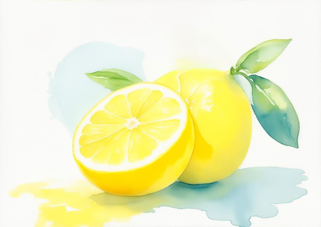 Photo lemon photo prepared in watercolor style