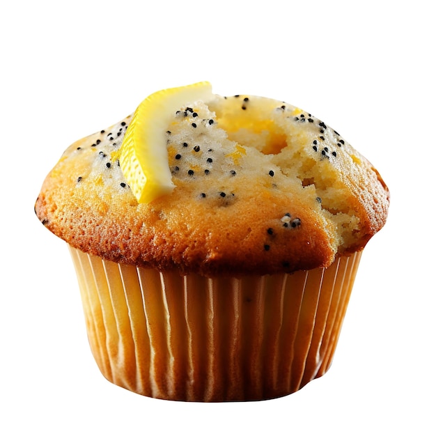 Lemon Poppyseed Muffins on a White Background