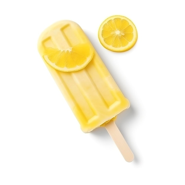 Lemon Popsicle isolated on white background generate ai