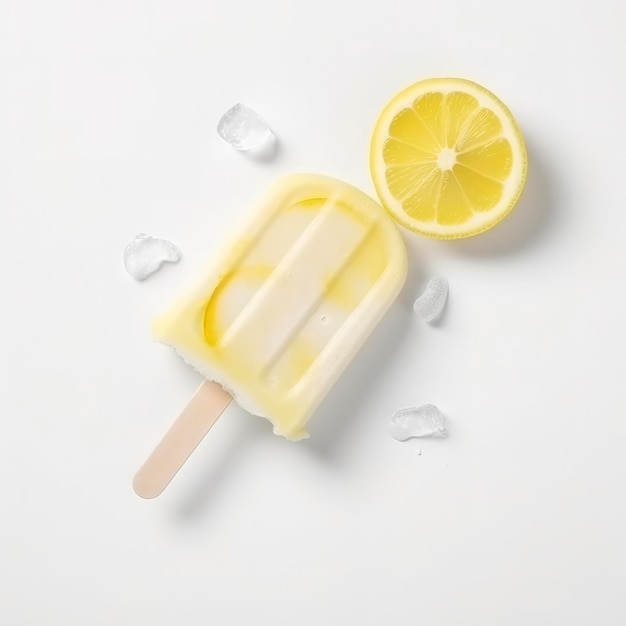 Lemon Popsicle isolated on white background generate ai