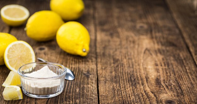 Lemon powder fresh as detailed closeup shot selective focus