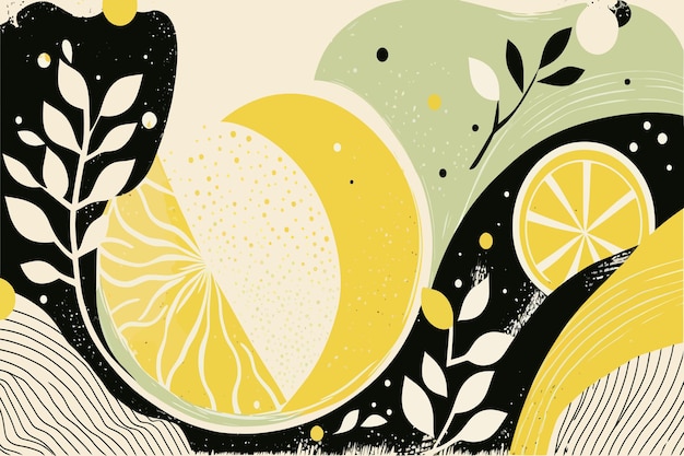 レモン プリント抽象的な創造的な普遍的なアート テンプレート コラージュ現代的な印刷デザイン招待チラシ バナー パンフレットのモダンなテンプレート