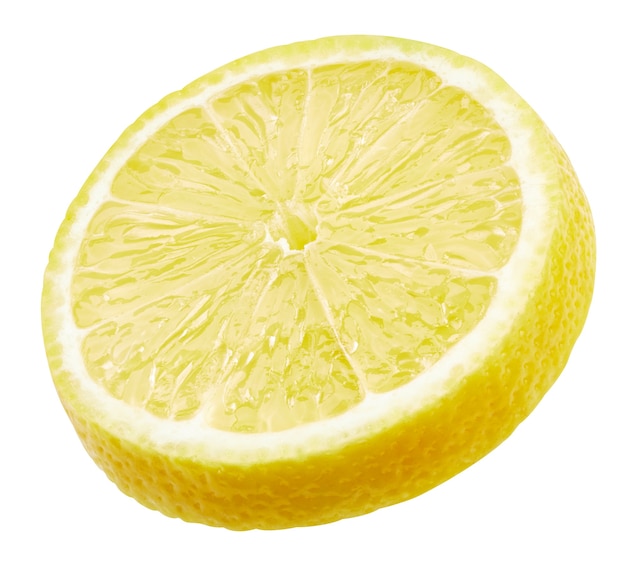 Lemon slice isolated on white background. Lemon fruit Clipping Path. Quality macro photo