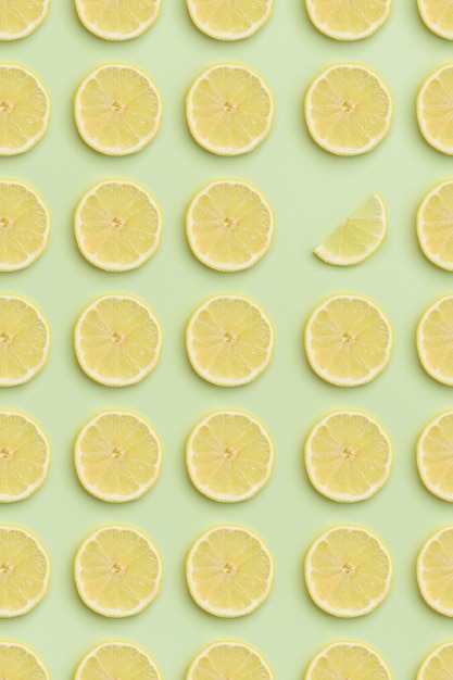 Lemon slice pattern on a green background