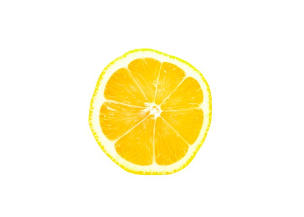 Photo lemon slice over white background