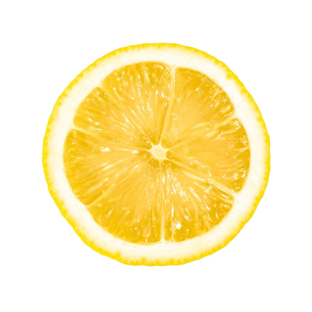 Lemon sliced isolated on white, tropical citrus fruit