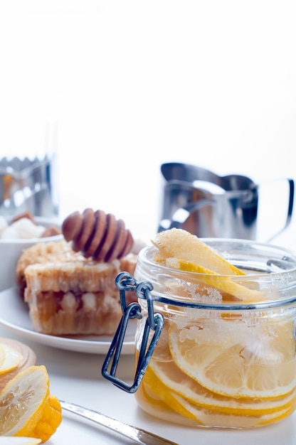 Lemon slices on a dark background