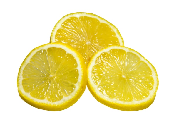 Lemon slices on white background