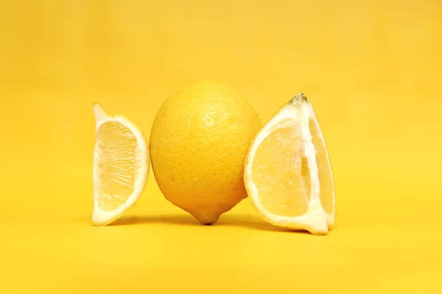 lemon slices on a yellow background