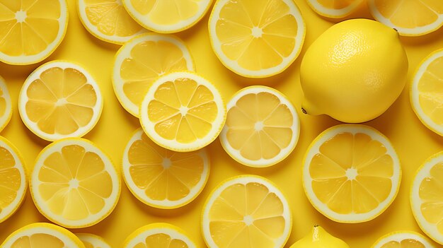 Lemon slices on a yellow background