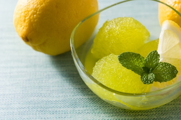 Lemon sorbet in glasses