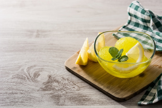 Lemon sorbet in glasses