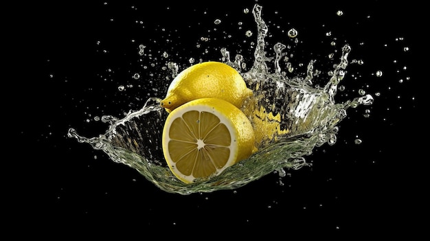 lemon splash lemon slice half lemon photography