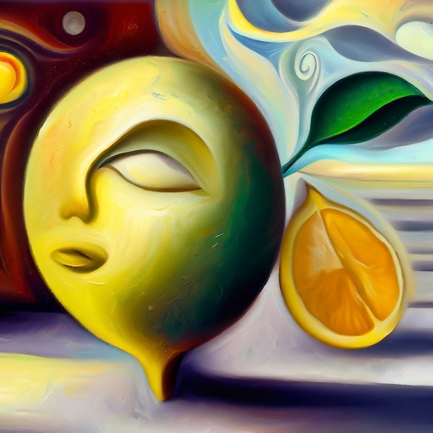 Lemon surrealist painting