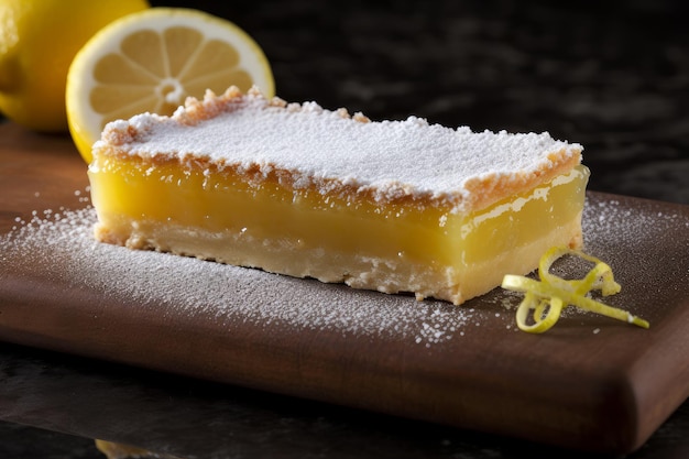 A lemon tart with lemons on top