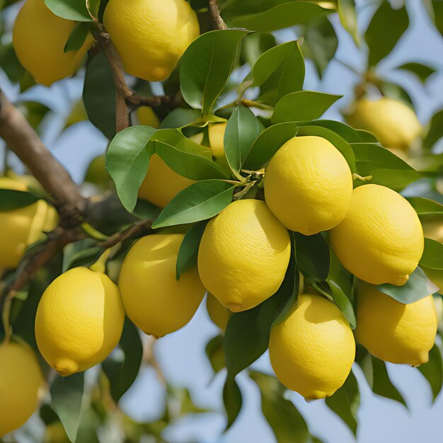 Foto un albero di limoni con un mucchio di foglie verdi che dice limoni