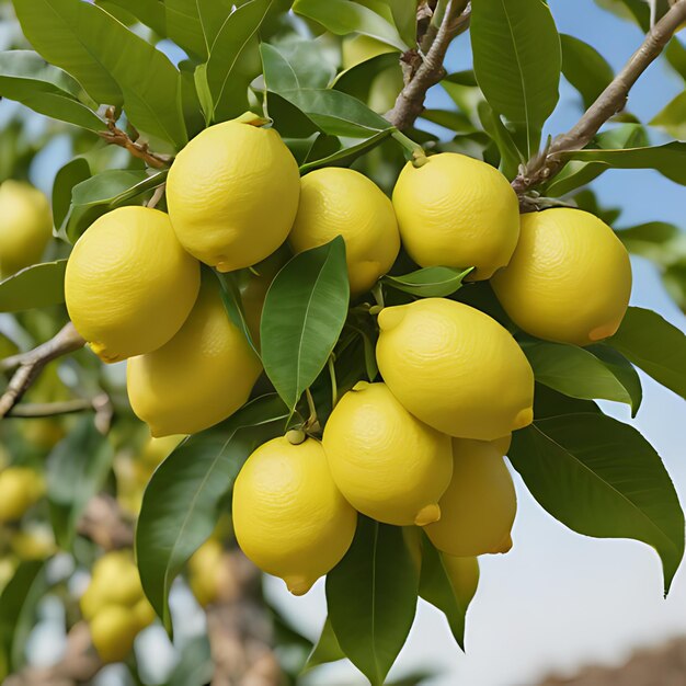 a lemon tree with a bunch of lemons hanging from it