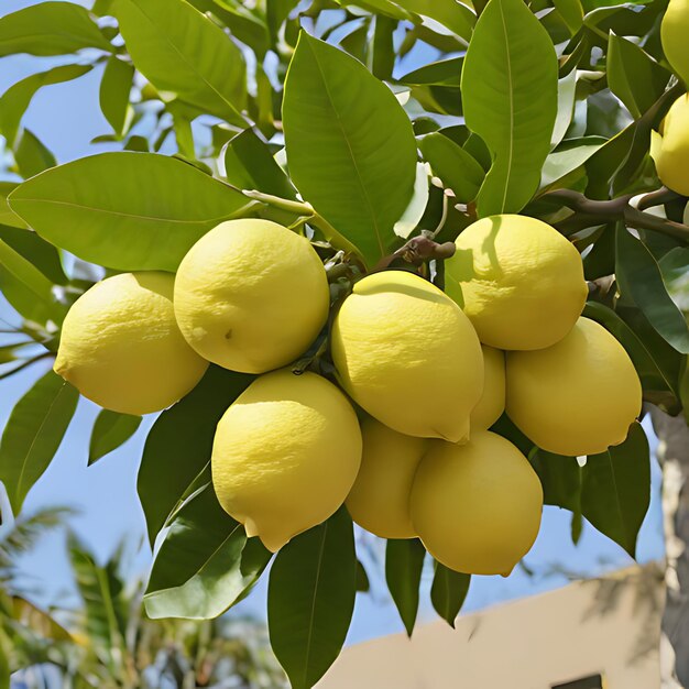 a lemon tree with a bunch of lemons hanging from it