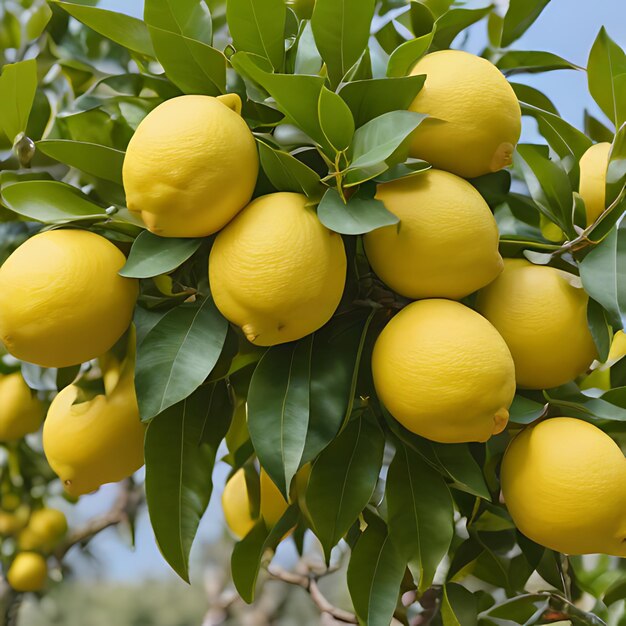 Photo a lemon tree with a bunch of lemons hanging from it